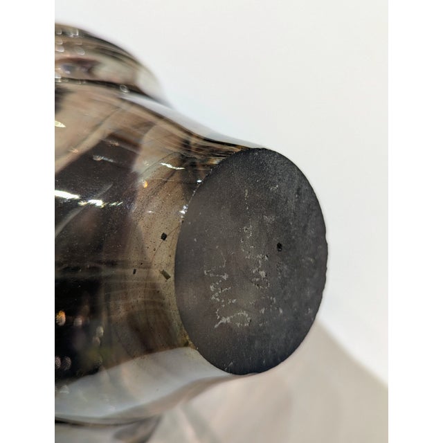 Abstract Jim Wayne Smoky Irredescent Art Glass Vessel For Sale - Image 3 of 7