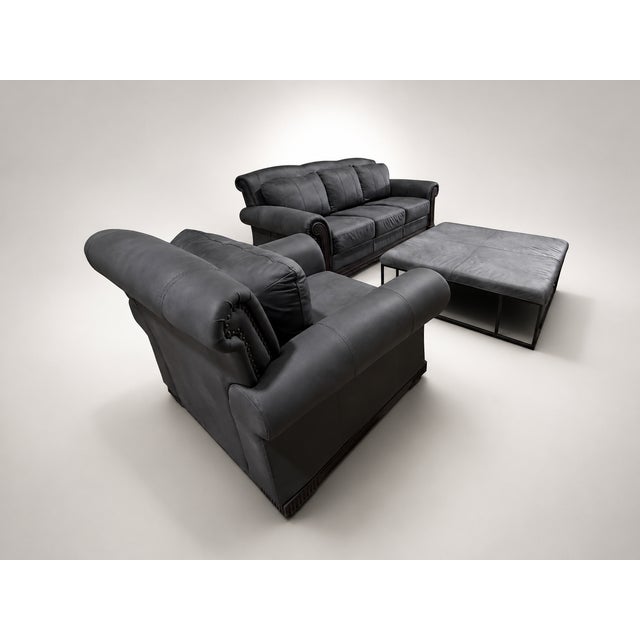 Loom Shadow Heritage Black Leather Sofa For Sale - Image 9 of 12