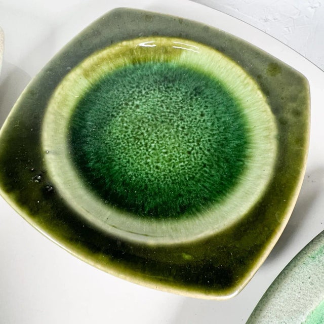 1980s 1980s Modern Set of 9 Square Plates Sculptural Art Pottery For Sale - Image 5 of 10