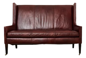 Modern Leather Wingback Sofa Settee With Casters