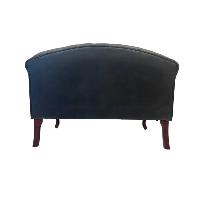 Early 18th Century Queen Anne Style Black Pin Cushion Loveseat For Sale - Image 4 of 4