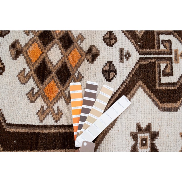 Vintage Turkish Geometric Hand-Knotted Runner 3'10" X 12'1" For Sale - Image 12 of 12