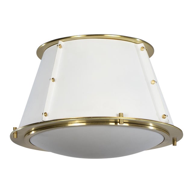 Regina Andrew French Maid Flush Mount, White and Natural Brass For Sale