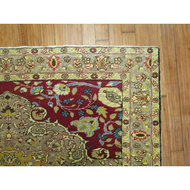 Contemporary Antique Turkish Sivas Square Size Throw Scatter Rug - 4'1" x 4'4" For Sale - Image 3 of 6