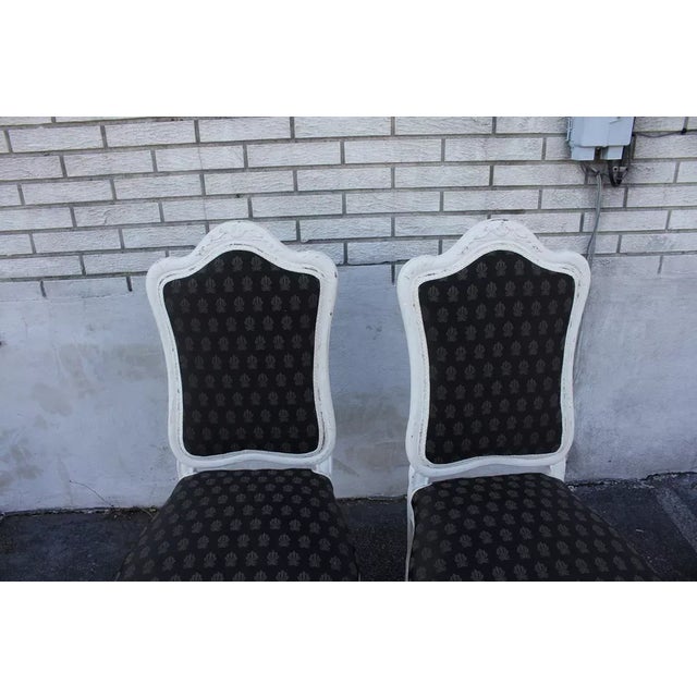 Early 20th Century Early 20th Century Set of 4 French Louis XVI Hand Painted Side, Dining Chairs with New Upholstery For Sale - Image 5 of 8