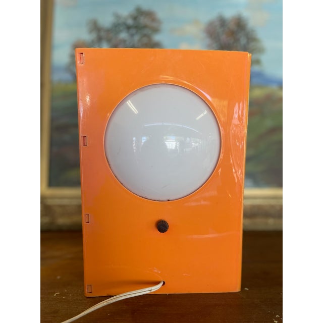 Orange 1970s Space Age Triangular Table Lamp in Orange Plastic With White Glass Domes. For Sale - Image 8 of 10