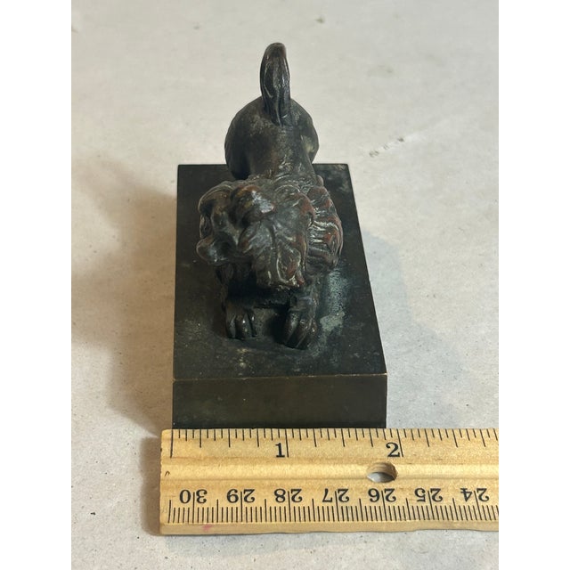 Antique 19th Century French Inkwell Top Lid Lion Dog Bronze Figurine For Sale - Image 9 of 12