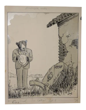 Fred Lundy Ca Great Depression Cartoon Illustration C.1938 *