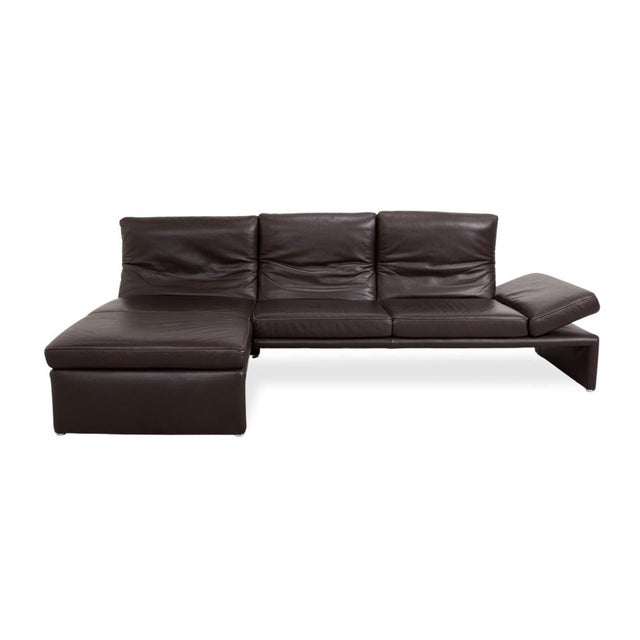 Raoul Leather Corner Sofa and Ottoman in Brown with Manual Function by Koinor, Set of 2 For Sale - Image 17 of 18