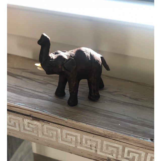 Mid-Century Modern Vintage Mid Century Leather Wrapped Elephant Figure For Sale - Image 3 of 12