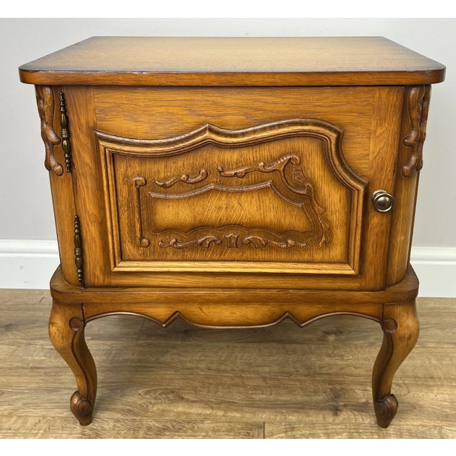 Add timeless French elegance to your bedroom with this beautiful pair of Vintage French Louis bedside tables . Featuring...