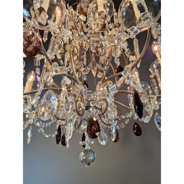 Vintage Venetian Style Klassik Crystal Chandelier With Purple Crystal Drops For Sale - Image 6 of 9