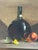 Vintage Still Life Oil Painting With Bottle, Ceramic Pitcher and Apple on Canvas Board For Sale In Seattle - Image 6 of 10