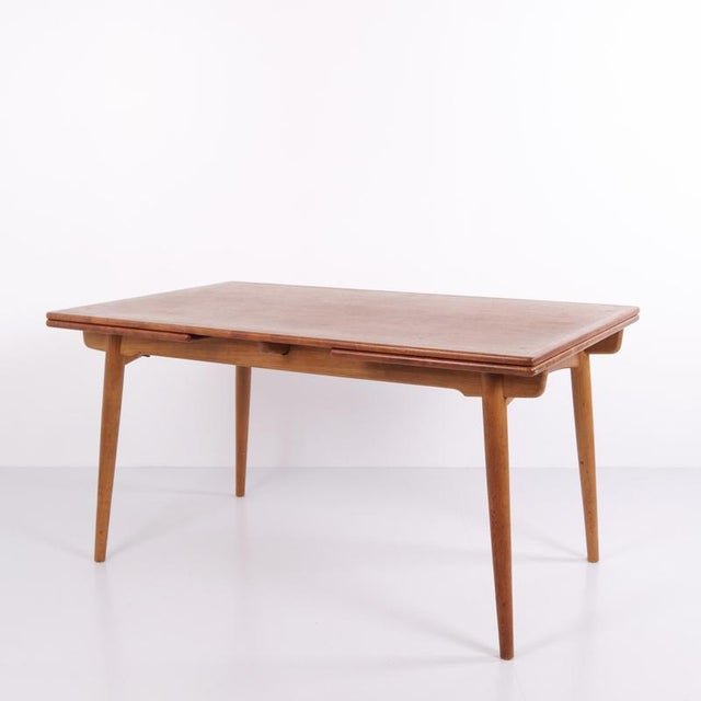Brown Teak and Oak Dining Table with Extensions by Hans J. Wegner for Andreas Tuck, Denmark, 1960s For Sale - Image 8 of 11