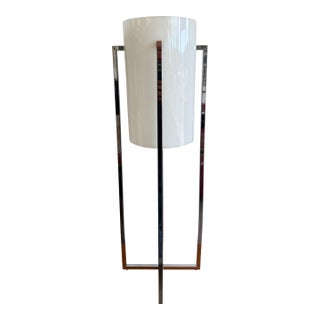 1970s Mid Century Modern Paul Mayen Design for Robert Sonneman Lucite and Chrome Cylindrical Table Lamp For Sale