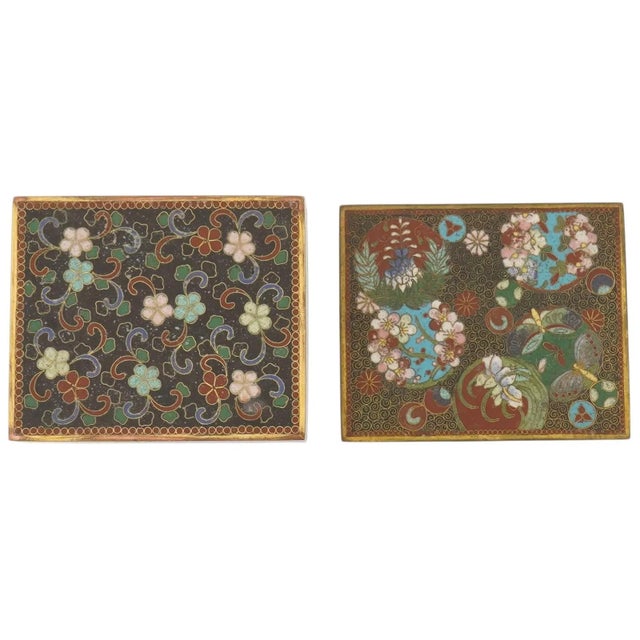 Japanese Japanese Cloisonne Enamel Trinket Box Floral Butterfly Design For Sale - Image 3 of 7