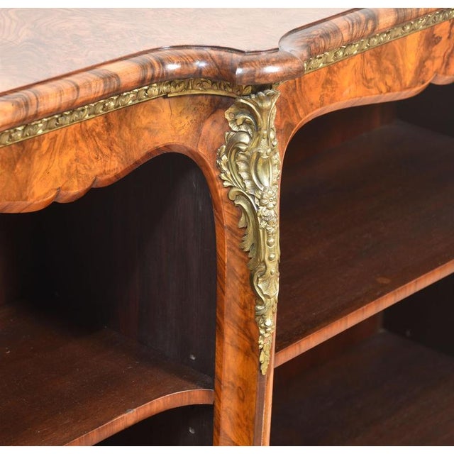 Gilt Metal Mounted Walnut Breakfront Open Bookcase For Sale - Image 9 of 18