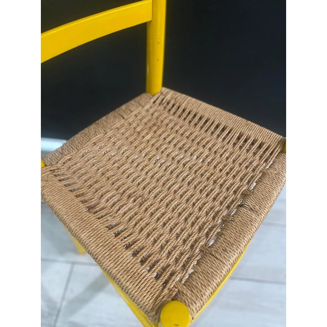 Mustard 1960s Italian Wood Dining Chair With Beach Rope For Sale - Image 8 of 10