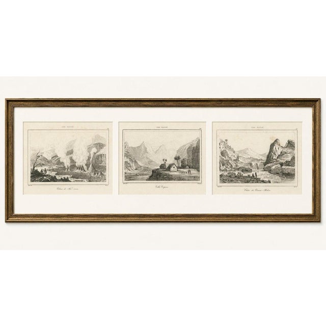 Ivory Renzi, Hawaiian Volcanoes and Valleys Voyage, 1836, Paper Engraving, Set of 3 For Sale - Image 8 of 9