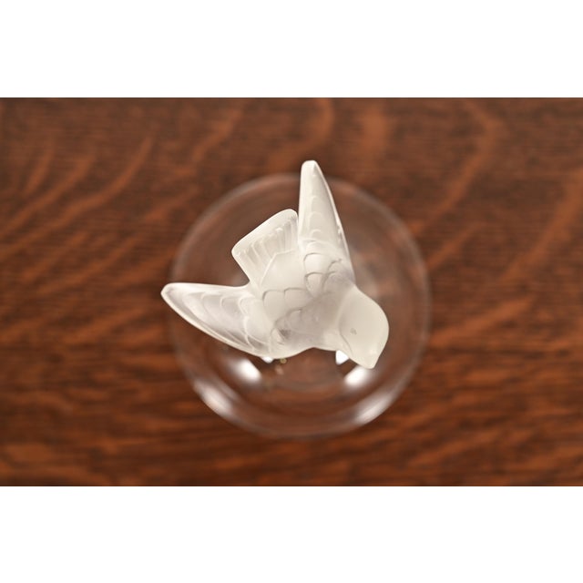 Lalique "Pinsons" Art Deco Frosted Sparrow Crystal Table Bell For Sale In South Bend - Image 6 of 12