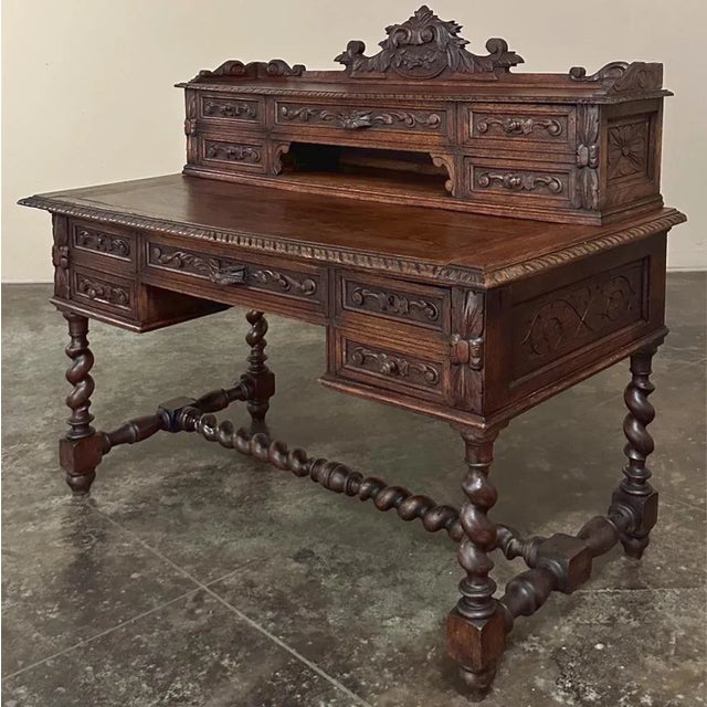 Renaissance 19th Century French Renaissance Hand-Carved Wall Desk For Sale - Image 3 of 12