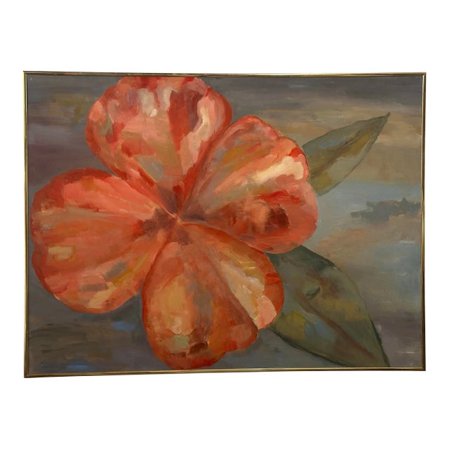 Vintage Oil on Canvas Bold Floral Painting , Framed For Sale