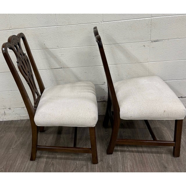 White Vintage Chippendale Style Mahogany Dining Chairs - Pair For Sale - Image 8 of 11