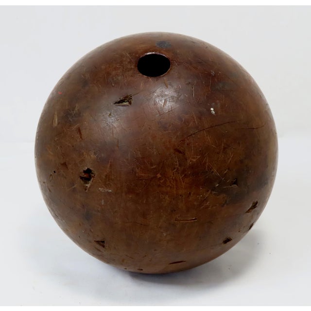 Antique Genuine Lignum Vitae Wood Two Finger Bowling Ball Chairish