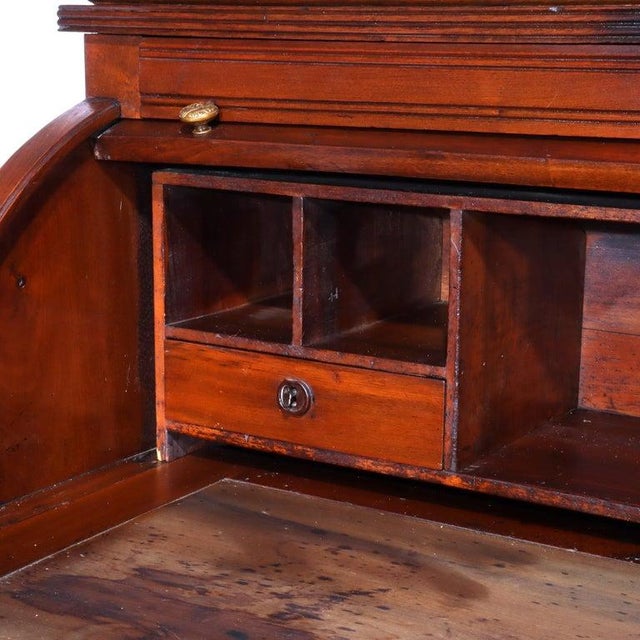 Antique Eastlake Walnut Cylinder Roll Top Desk C1890 For Sale - Image 10 of 13