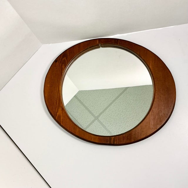 Mid-Century Boho Chic Folk Art Biomorphic Oval Pine Wall Mirror For Sale - Image 10 of 15
