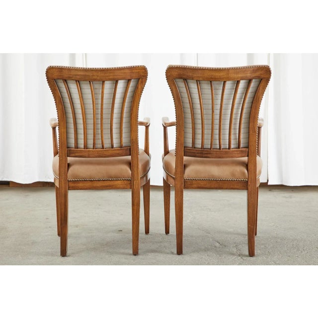 Set of Four French Art Deco Armchairs After Jules Leleu For Sale - Image 12 of 13