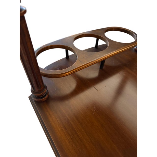 Vintage English Mahogany Tea & Bar Cart With Turned Wheels, Circa 1940s–50s For Sale In Houston - Image 6 of 7