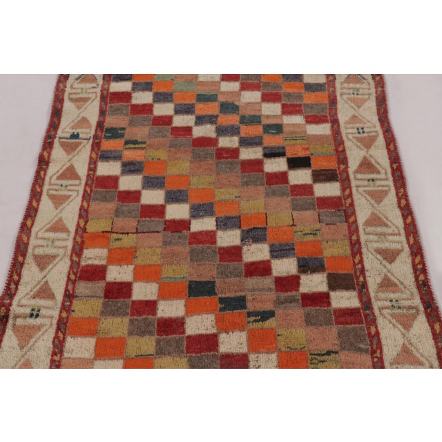 Rug & Kilim Vintage Persian Gabbeh Rug, Checkerboard With Geometric Border - Rug & Kilim For Sale - Image 4 of 10