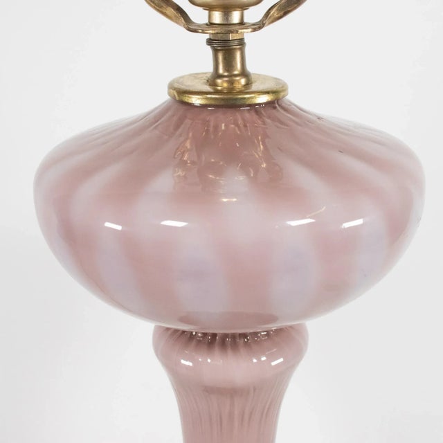 1980s Vintage Mauve Hobnail Murano Table Lamp Attributed to Barovier & Toso For Sale - Image 5 of 12