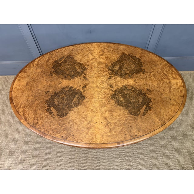 Large Victorian Burr Walnut Coffee Table, 1875 For Sale - Image 9 of 15