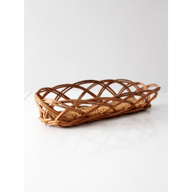 Vintage French Country Wicker Bread Basket With Open Weave For Sale - Image 11 of 15