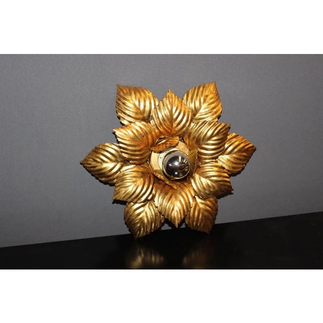 Wall Lights in Golden Metal, 1980, Set of 2 For Sale - Image 3 of 10