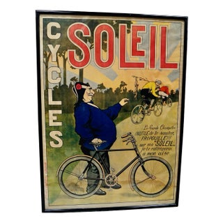 Antique French Soleil Cycles Advertising Poster For Sale