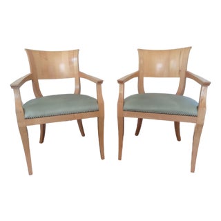Vintage Biedermeier Style Chairs With Leather Seats For Sale