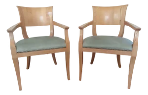 Vintage Biedermeier Style Chairs With Leather Seats