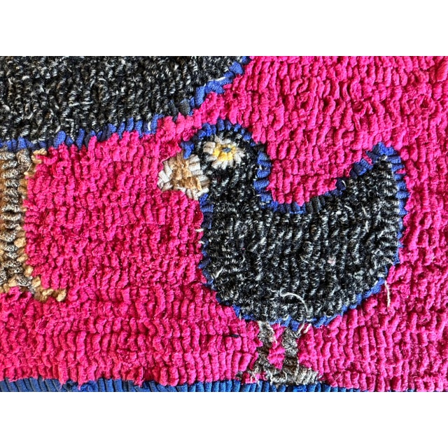 Mid 20th Century Vintage Hooked Wool Wall Hanging of a Rooster For Sale - Image 5 of 7