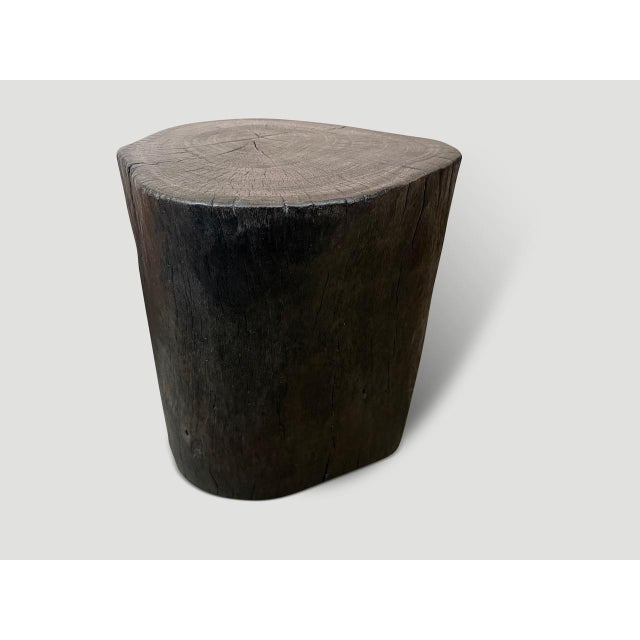 Contemporary Andrianna Shamaris Charred Lychee Wood Side Table For Sale - Image 3 of 5