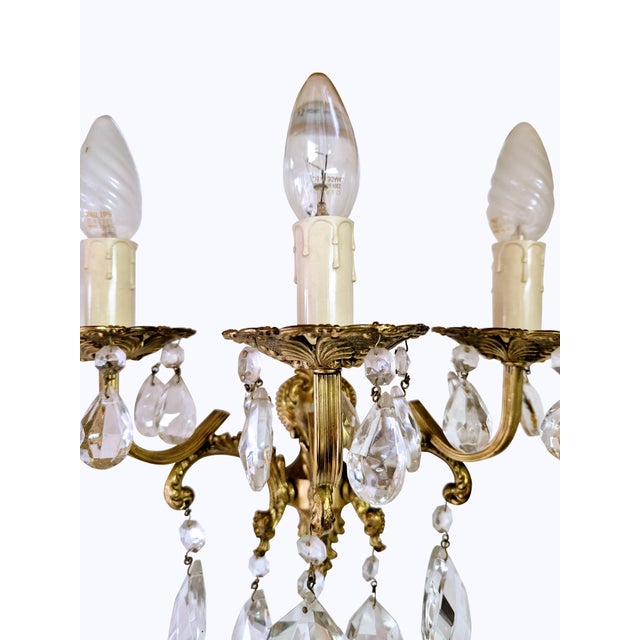 Bronze and Crystal Wall Lamps in the style of King Umberto of Savoy, 1890s, Set of 2 For Sale - Image 10 of 11