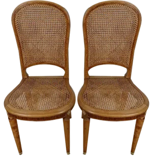 Set of Chairs in Cane & Solid Blonde Cherry, 1920s or 1930s
