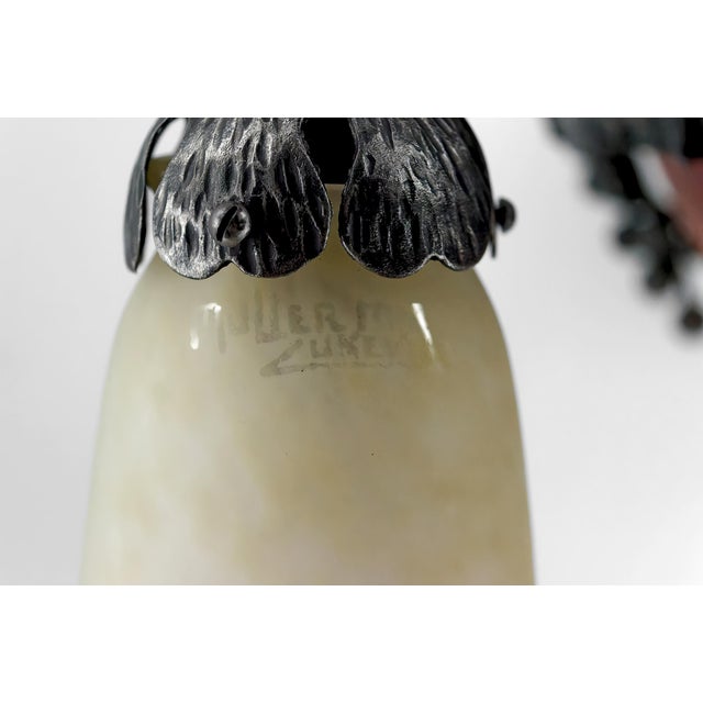 Art Deco Chandelier in Wrought Iron and Blown Glass from Muller Frères Lunéville, France, 1920s For Sale - Image 10 of 18