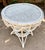 Vintage White Wicker and Rattan Side Table With Scalloped Skirt For Sale - Image 9 of 15