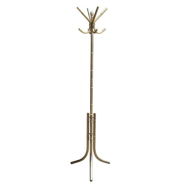 Vintage Hollywood Regency Faux Bamboo Gold Coat Rack Hall Tree For Sale - Image 10 of 10