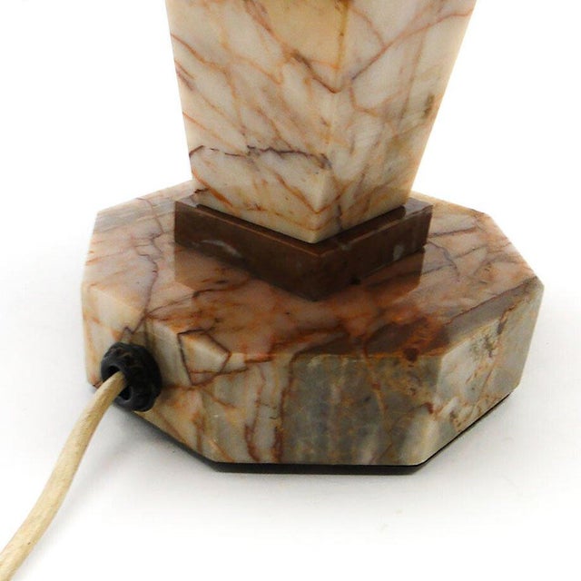 1930s Art Deco Stone Table Lamp, Czechoslovakia, 1930s For Sale - Image 5 of 13