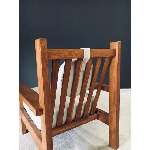 Brutalist Square Oak Lounge Chair, Belgium, 1950s For Sale - Image 11 of 18