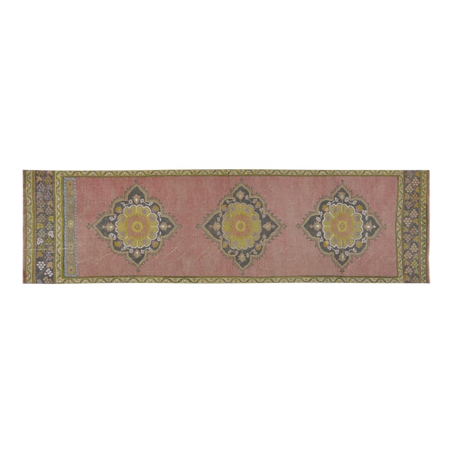 Vintage Turkish Anatolian Hand Knotted Wool Rug, 3'1"x11'5" For Sale